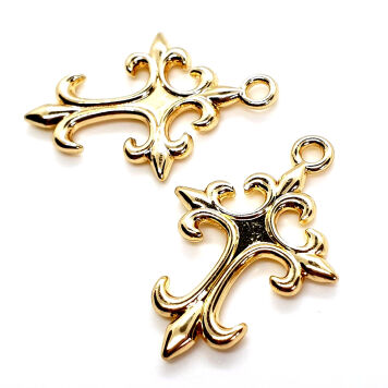 Zawieszka Krzyż Ornament 25/17mm Złoto 