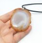 Wisior Agat Miodowy z Chalcedonem 70 x47 mm - 2