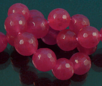 Jade balls facetted 10mm Fuchsia Cord 40cm 38pcs