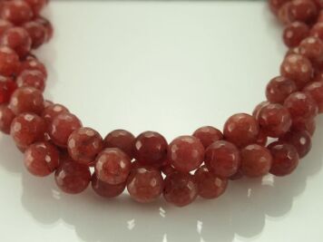  Jade, 10mm facetted balls Brown Cord 40cm 38pcs