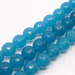 Quartz 10mm Faceted Blue Balls Cord 38pcs