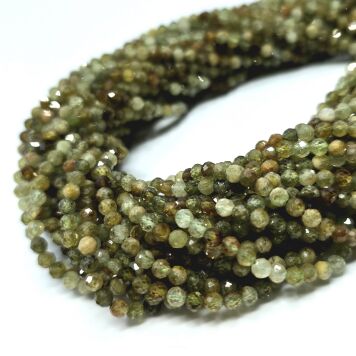 Granat Zielony Grossular Kulka Fasetowana 3  mm 