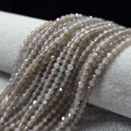 Chalcedon Szary Kulka Fasetowana 4 mm Sznur