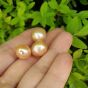 Perła Naturalna Różowa oliwka 10x11 mm do wklejania. . Sztuka  - 2