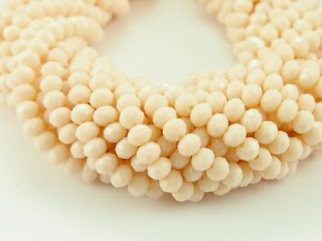 Fianit Oponki Fasetowane 6/4.5mm Pastelowe Kremowe Sznur 44cm