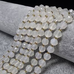 Chalcedon Mleczny Kulka Fasetowana 8 mm