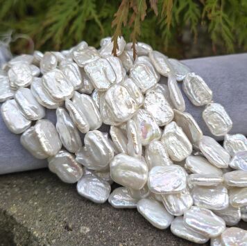 Perła Naturalna Biała Prostokąty 18x13x4 mm 